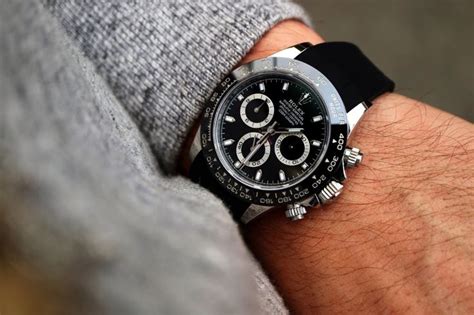 rolex daytona black rubber strap replica|rolex daytona leather strap price.